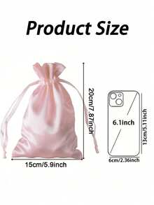 1/5PCS Imitation Silk Drawstring Jewelry Gift Bags, Suitable For Weddings, Festivals, And Parties - Multicolor - View 3