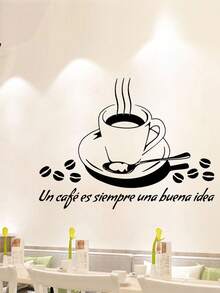 1 件别致咖啡杯墙贴 - 自粘式可移除 PVC 贴纸，适用于厨房和客厅装饰