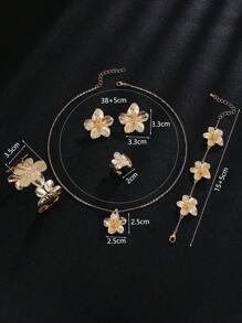 Juego de 6 piezas de joyas de estilo bohemio vintage que incluye aretes, pulsera, anillo, collar, brazalete para mujer. Adecuado para uso diario, fiesta, regalo para esposa/novia