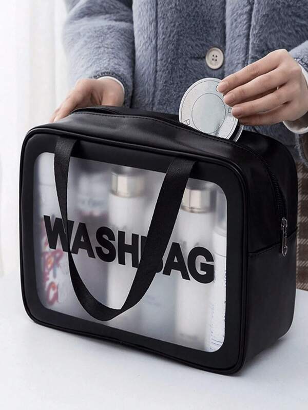 3pcs/1pc Travel Toiletry Bag, Portable Waterproof PU Cosmetic Bag, Large Capacity Transparent Matte Makeup Organizer Swimming Bag For Travel Storage Bag,Makeup Bag,Cosmetic Bag,Vacation Organizer,Large Capacity Makeup Organizer Makeup Case, For Lipstick, Brush, Skincare, Mobile Phone, Coin, Small Items, For Home,Gift,Vacation And Festival Halloween Christmas Multifunctional Use