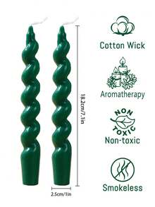 4pcs Christmas Spiral Pillar Candles, 7.1-Inch Long, Christmas Home Decor Candles With 5-Hour Burn Time, EU Certified Quality, Smokeless, For Kitchen, Bedroom, Everyday Ambience