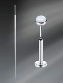 CIZME 不锈钢无螺纹按压式唇钉唇钉，银色垂直唇钉唇饰美杜莎梦露穿孔珠宝 16G 18G 20G 美杜莎珠宝 - 銀色1 - 查看 19