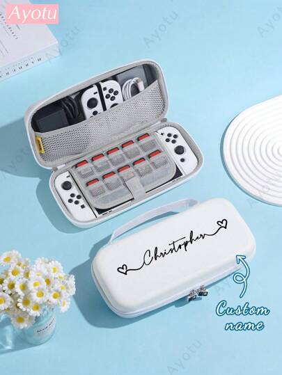 Ayotu 1 Pc Text Customized Switch Storage Bag Compatible With Nintendo Switch NS/Switch OLED/Switch Lite/2025 New Switch2 7.9 Inch Case, Name Customized Switch Accessories