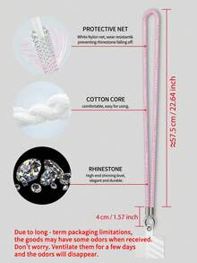 亮粉色手机挂绳，亮片手机带，防丢手机挂饰支架，手机配件，斜挎项链带，适用于所有手机壳，耐用多功能挂绳，零钱包和钥匙扣，防水手链 - 粉色 - 查看 6