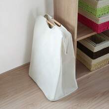 1 Stück Wäschekorb aus Leinen, faltbarer, tragbarer Stoffwäsche-Hamper für den Hausgebrauch, Schlafzimmer, Badezimmer-Aufbewahrung, großes Fassungsvermögen, zusammenklappbares Design mit Holzgriff