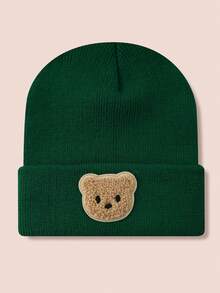 1 件可爱熊图案婴儿针织帽，儿童针织帽，适合男孩和女孩，适合户外和日常穿着，秋冬 - 彩色 - 查看 25