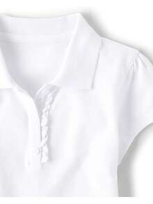 The Children's PLACE Polo de piqué con volantes para uniforme de niñas - Blanco - Ver 2