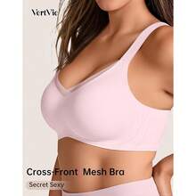 New  Wirels Bras For Women No Underwire Portive Mh Crossover Bra Seamls Push  Full Coverage Everyday Bralett - Pink 3X-Large - View 4