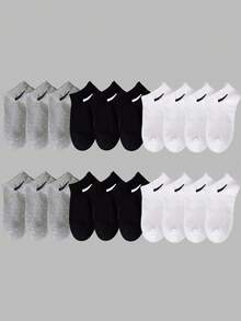 5/10/20 pares de calcetines cortos de unicolor negro/blanco/gris, de moda, unisex, simples, cómodos y versátiles, adecuados para uso diario - Multicolor - Ver 7