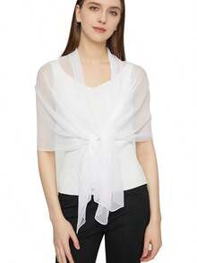 2025PANTONIGHT Long Chiffon Sheer Scarf For Womens - 073 White - View 4