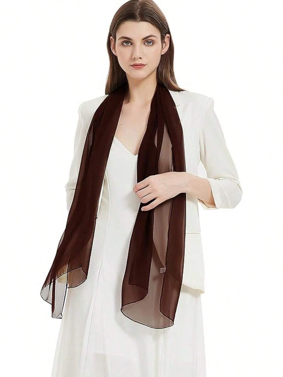 2025PANTONIGHT Long Chiffon Sheer Scarf For Womens - Brown 067 - View 1