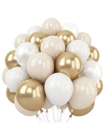 30/70 pièces Ensemble de ballons d'arche de guirlande de fête blanche et dorée, ballons en latex épais blanc sablé doré de 12 pouces, ballons beige dorés, convenant pour les fêtes d'anniversaire bohèmes, les mariages, les remises de diplômes, les anniversaires, décoration de fête avec des ballons