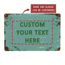 1pc Customized Name Or Text Metal Sign, Personalized Vintage Metal Sign Text Logo For Country And Outdoor Commercial Use