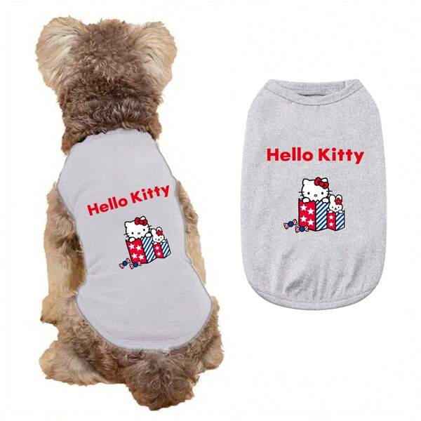 Sanrio 1pc Pet Printed Vest Sanrio Pet Vest Breathable And Sunscreen Cat And Dog Clothing