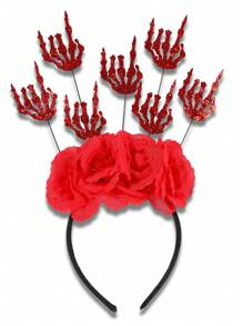 Halloween Party Rose Flower Headband, Dark Gothic Style Masquerade Bat Spider Headdress, Horror Artificial Flower Headpiece, Halloween Accessories, Hairband Headband For Women ,Hair Accessories, Diadema, Hair Hoop
