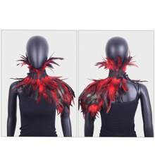 Festliches Federschal-Top, Schal-Cape, Accessoires zum Anziehen Federn-Körpergeschirr für Frauen Tops Cape Schal Schulterschal Punk Gothic Rave Dance Festival Kragen mit Manschetten Schulter Abzeichen Anziehsachen Künstliche Federn