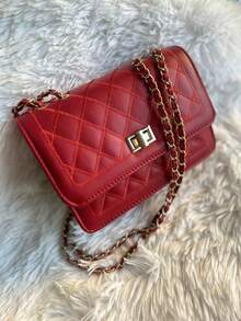 Women's Shoulder Bag Embroidery Line Versatile Crossbody Bag - 酒紅色 - 查看 4