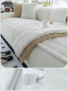 1 件现代绗缝灯芯绒沙发套 - 优雅格子设计，防滑，宠物友好，可机洗沙发保护套，适用于客厅、卧室、办公室装饰