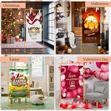 1 pièce Support de panneau de fête en métal moderne - Support de panneau d'accueil de mariage robuste, convient pour les mariages, les anniversaires, les fêtes à thème, les photomatons, la décoration d'intérieur, les anniversaires, la fête des mères, Halloween, Noël, la fête des pères, les remises de diplômes, les restaurants familiaux, les salons, les chambres à coucher, les salons de thé, la publicité extérieure et la décoration d'ambiance. - Aucune alimentation électrique nécessaire, utilisation intérieure et extérieure, décoration de mariage, cadre de bannière décoratif, installation facile