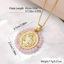 1pc Fashionable Retro Colorful Crystal Virgin Mary Pendant Necklace, Best Gift For Women Jewelry