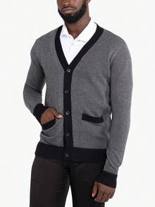 Men's Herringbone Cardigan Sweater - Off Wht/Black - View 3