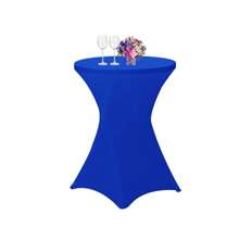 1 pieza Cubierta de mesa de cóctel de poliéster elástica, adecuada para decoración de mesa de bar redonda, mantel ajustable de 4 vías para eventos de boda y fiesta