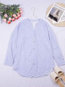 條紋寬鬆襯衫(加大碼)