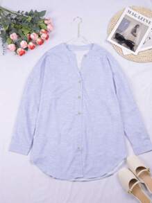Blusa Suelta A Rayas Para Mujeres De Talla Grande