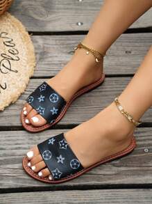 New Fashionable H-Shaped Women Slippers, Casual Style, Roman Style Slip-On Sandals, Comfortable Black, Beige And Brown Colors, Low Heel And Embossed Pattern, Influencer Recommended, Desert Keys French High-End Feel Flat Slippers With Sequins And Thick Soles, Beach Shoes, Perfectly Matching The New Fairy Style Slip-On Slippers, Suitable For Dates, Indoor And Outdoor Use, With Deodorizing And Non-Slip Function, Crocodile Pattern Slippers, With Metal Decoration And Flat Sole, Slip-On Summer Fashion Sandals
