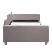 Sairedel Cama infantil estofada 90*200cm, sofá-cama, estrutura de cama, tecido de pelúcia, cama multifuncional macia com encosto e braços, cama juvenil, cama de hóspedes rosa