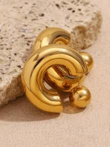 2 piezas de Pendientes de aro de acero inoxidable con baño de oro de 18 quilates de moda, a prueba de agua y resistentes a la decoloración, adecuados para el uso en vacaciones de la mujer
