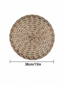 1/4 Stücke Jute + Polyester 15-Zoll Runder Platzdeckchen, rustikales minimalistisches Design, wärmeisolierend rutschfeste dekorative Tischdecke, geeignet für Feiertage und Partys