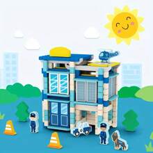 Sabiduría de ensamblaje de espigas y mortajas, sueños infantiles - Bloques de construcción con temas de escuela, hospital, zoológico, estación de bomberos, comisaría de policía, granja, juguetes educativos de construcción creativa