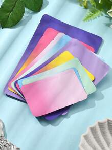 1 conjunto com 50 peças de sacos plásticos retangulares de dois tons com fecho zip, 4 estilos, sacos reutilizáveis, rosa/azul-celeste profundo/malva/amarelo, 10~18x7~12x0,014 cm, espessura unilateral: 2,5 mil (0,065 mm)