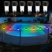 1 pièce/6 pièces Lumières solaires extérieures pour piscine, Lumières de clôture à LED, Lumières étanches, Interrupteur automatique crépuscule/aube, Pour clôture de piscine, jardin, porche, décoration d'allée
