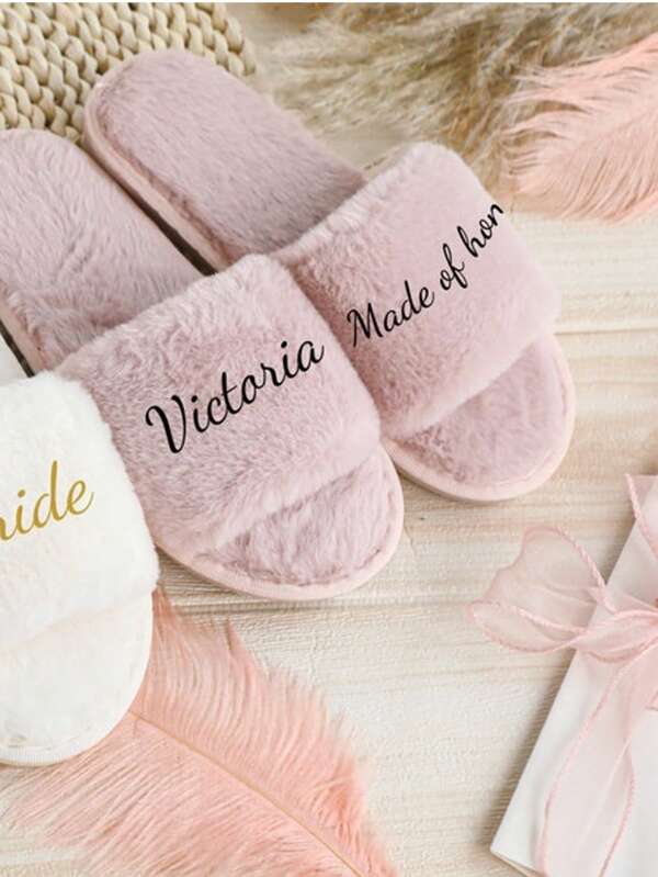 Idea de regalo de pantuflas personalizadas, pantuflas personalizadas para niños/adultos, damas de honor, despedida de soltera, Navidad