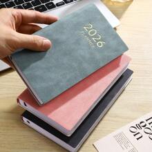 1pc A6 Size 2026 English Planner Book, 155 Sheets/310 Pages Daily Planner, Covering Jan 2026 To Dec 2026, PU Leather Soft Cover Notebook, Color Side Month Index, Applicable For Holiday Gifts, Birthday, And Daily Life Recording, School Supplies, Back To School