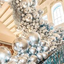 10/50/100 Peças Balões Metálicos Cromados Prata de 5 Polegadas para Decoração de Festa de Aniversário, Casamento, Natal