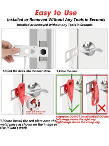 Travel Portable Door Lock Extra Lock, Stainless Steel Secure When Traveling And Staying In Hotels, Provide Extra Privacy And Security Portable Door Lock Home Security Door Lock Travel Locks For Additional Privacy Perfect For Traveling Hotel Back To School Travel Accessories Travel Outdoor Gear