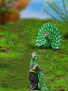 1个/2个/3个彩色树脂孔雀迷你花园装饰品，创意配件礼品，庭院和家居装饰，花盆摆件