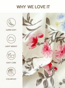 1pc Floral Printed Bed Sheet, Lightweight & Breathable, Soft & Skin-Friendly
