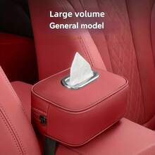 1pc PU Leather Car Tissue Box Holder, Multi-Functional Storage Box, Suitable For Sunvisor, Seat Back, Armrest - Vehicle Interior Decoration - 1Pc - View 15