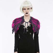 Châle de femmes en plumes artificielles, cape, col en dentelle, costumes de sorcière pour Halloween et carnaval