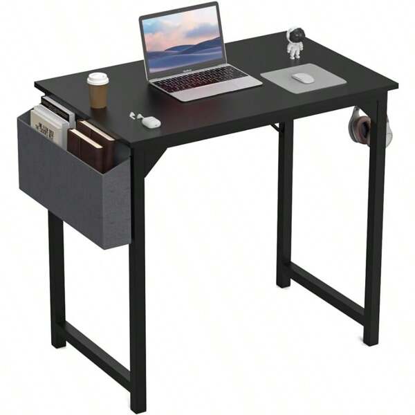 32 Inch Office Small Computer Desk Modern Simple Style Writing Study Work Table For Home Bedroom Wood Black