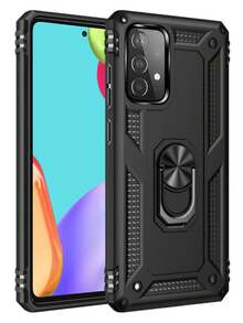 1 件士兵支架带汽车磁力指环支架防震手机壳兼容 6 - 15 Pro Max、S25/S24 Ultra/S23 Ultra/A14/A15/A05、Redmi Note 8-12 Pro、Redmi 12C、P20 Pro、P30 Pro 防水防摔防刮 - 黑色 - 查看 2