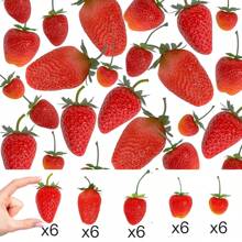 18PCS Plastic Artificial Red Strawberries Fake Lifelike Simulation Realistic Strawberry Artificial Fruits Decoration Photography Prop For Home Kitchen Decoration, Desktop Decoration,Fake Plants