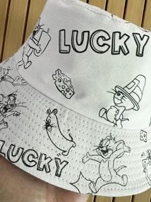 Warner Bros New High-Quality Reversible Tom & Jerry Print Bucket Hat, Versatile Unisex Summer Sun Protection Hat, Cartoon Double-Sided Sunhat