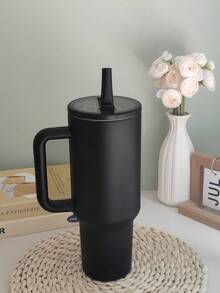 40oz 防漏不锈钢旅行杯/杯子带盖、吸管和手柄，适用于热/冷饮水瓶 40oz 吸管口车载杯不锈钢保温啤酒杯五代手柄冰杯