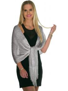 Metallic Glitter Shawl Wrap For Evening Dresses And Weddings - Màu tím - Xem 2