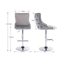 Chairus Modern Bar Stools Set Of 2 Breakfast Stools With Lion Knocker, Velvet Counter Stools With Metal Base For Kitchen Island - Grey - View 2